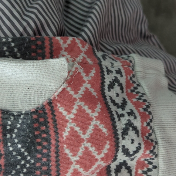 XS Women's Hoodie. Off white with pink and grey accents. - Picture 4 of 4